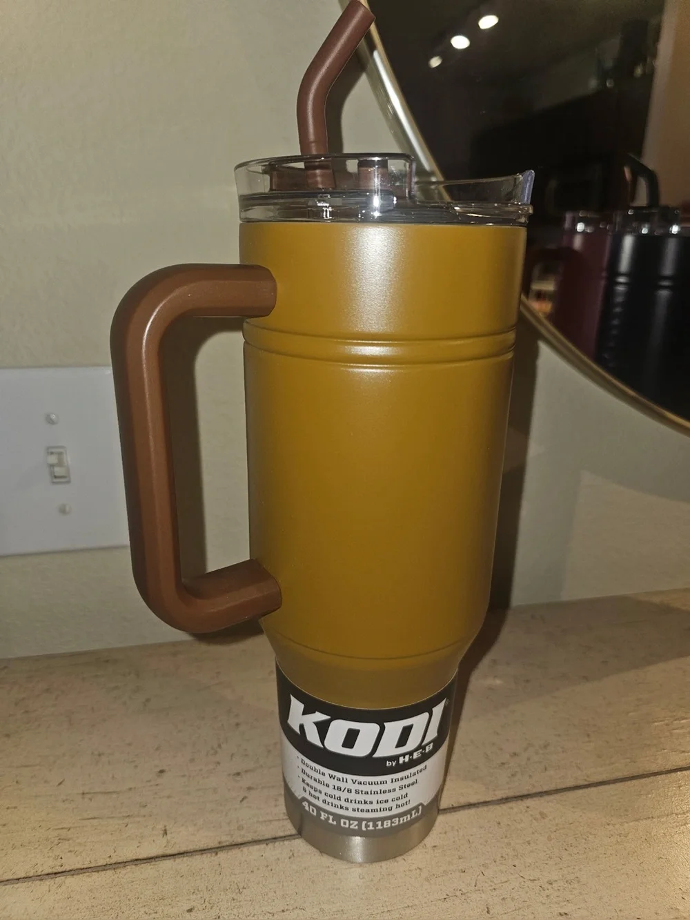 Mustard Yellow Insulated Travel tumbler with Handle